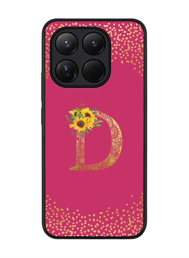 For Xiaomi 15T Case,Slim fit Camera Protection, Shockproof Thin Phone cover  - Custom Floral Monogram - D ( Deep Pink )